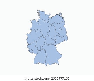 High Detailed Soft Blue Map of Germany on White isolated background, Vector Illustration EPS 10