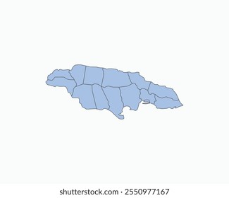 High Detailed Soft Blue Map of Jamaica on White isolated background, Vector Illustration EPS 10