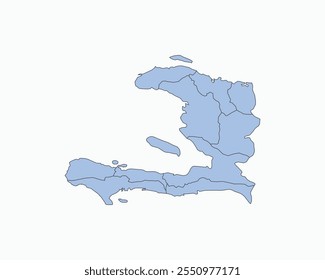 High Detailed Soft Blue Map of Haiti on White isolated background, Vector Illustration EPS 10