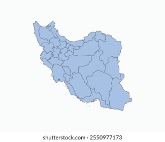 High Detailed Soft Blue Map of Iran on White isolated background, Vector Illustration EPS 10