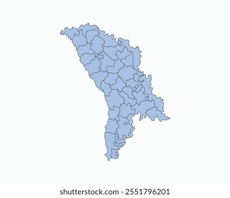 High Detailed Soft Blue Map of Moldova on White isolated background, Vector Illustration EPS 10