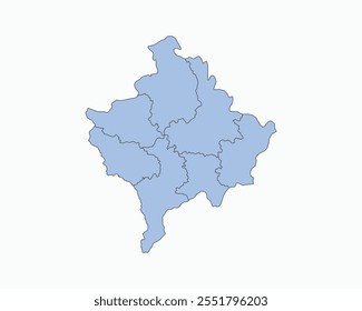 High Detailed Soft Blue Map of Kosovo on White isolated background, Vector Illustration EPS 10