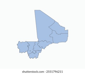 High Detailed Soft Blue Map of Mali on White isolated background, Vector Illustration EPS 10