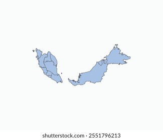 High Detailed Soft Blue Map of Malaysia on White isolated background, Vector Illustration EPS 10