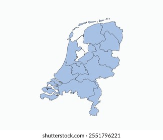 High Detailed Soft Blue Map of Netherlands on White isolated background, Vector Illustration EPS 10