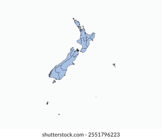 High Detailed Soft Blue Map of New Zealand on White isolated background, Vector Illustration EPS 10