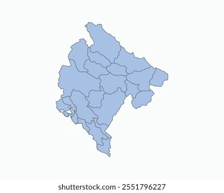 High Detailed Soft Blue Map of Montenegro on White isolated background, Vector Illustration EPS 10