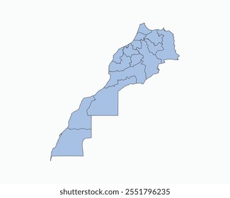 High Detailed Soft Blue Map of Morocco on White isolated background, Vector Illustration EPS 10