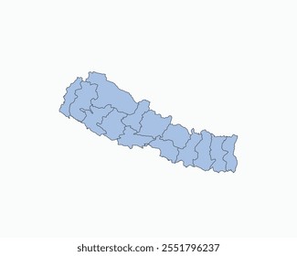 High Detailed Soft Blue Map of Nepal on White isolated background, Vector Illustration EPS 10