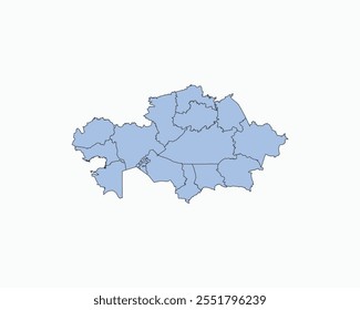 High Detailed Soft Blue Map of Kazakhstan on White isolated background, Vector Illustration EPS 10