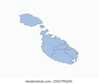 High Detailed Soft Blue Map of Malta on White isolated background, Vector Illustration EPS 10