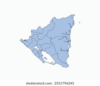 High Detailed Soft Blue Map of Nicaragua on White isolated background, Vector Illustration EPS 10