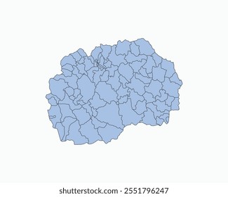 High Detailed Soft Blue Map of Macedonia on White isolated background, Vector Illustration EPS 10