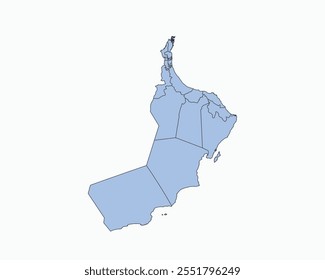 High Detailed Soft Blue Map of Oman on White isolated background, Vector Illustration EPS 10