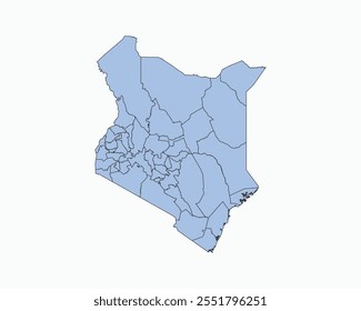 High Detailed Soft Blue Map of Kenya on White isolated background, Vector Illustration EPS 10