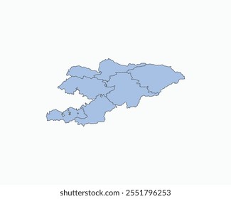 High Detailed Soft Blue Map of Kyrgyzstan on White isolated background, Vector Illustration EPS 10