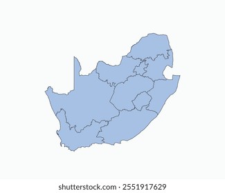 High Detailed Soft Blue Map of South Africa on White isolated background, Vector Illustration EPS 10