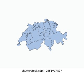 High Detailed Soft Blue Map of Switzerland on White isolated background, Vector Illustration EPS 10