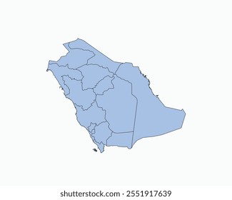 High Detailed Soft Blue Map of Saudi Arabia on White isolated background, Vector Illustration EPS 10