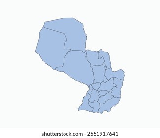 High Detailed Soft Blue Map of Paraguay on White isolated background, Vector Illustration EPS 10