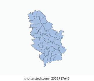 High Detailed Soft Blue Map of Serbia on White isolated background, Vector Illustration EPS 10