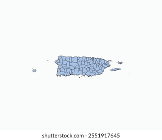 High Detailed Soft Blue Map of Puerto Rico on White isolated background, Vector Illustration EPS 10