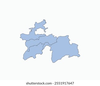 High Detailed Soft Blue Map of Tajikistan on White isolated background, Vector Illustration EPS 10