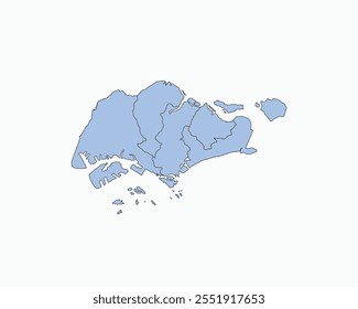 High Detailed Soft Blue Map of Singapore on White isolated background, Vector Illustration EPS 10