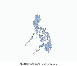 High Detailed Soft Blue Map of Philippines on White isolated background, Vector Illustration EPS 10