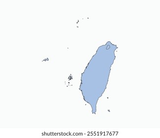 High Detailed Soft Blue Map of Taiwan on White isolated background, Vector Illustration EPS 10