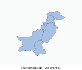 High Detailed Soft Blue Map of Pakistan on White isolated background, Vector Illustration EPS 10