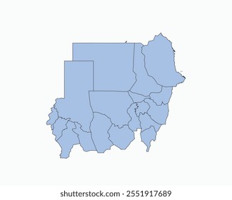 High Detailed Soft Blue Map of Sudan on White isolated background, Vector Illustration EPS 10