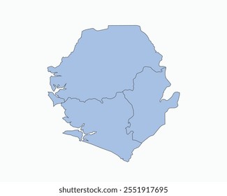 High Detailed Soft Blue Map of Sierra Leone on White isolated background, Vector Illustration EPS 10