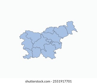 High Detailed Soft Blue Map of Slovenia on White isolated background, Vector Illustration EPS 10