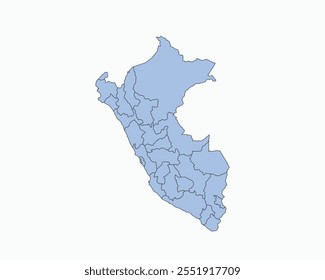 High Detailed Soft Blue Map of Peru on White isolated background, Vector Illustration EPS 10