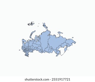 High Detailed Soft Blue Map of Russia on White isolated background, Vector Illustration EPS 10