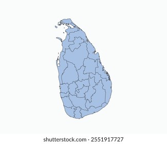 High Detailed Soft Blue Map of Sri Lanka on White isolated background, Vector Illustration EPS 10