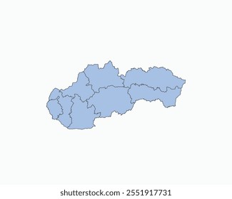 High Detailed Soft Blue Map of Slovakia on White isolated background, Vector Illustration EPS 10