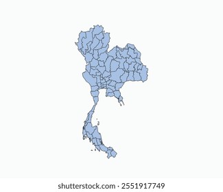 High Detailed Soft Blue Map of Thailand on White isolated background, Vector Illustration EPS 10