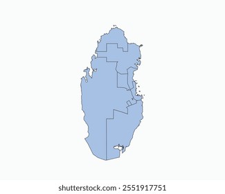 High Detailed Soft Blue Map of Qatar on White isolated background, Vector Illustration EPS 10