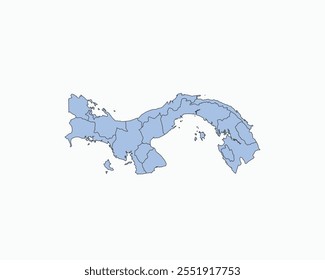 High Detailed Soft Blue Map of Panama on White isolated background, Vector Illustration EPS 10