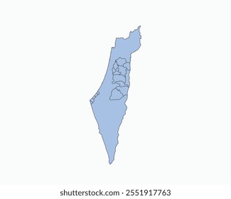 Alto mapa azul suave detallado de Palestina en el fondo aislado blanco, Ilustración vectorial EPS 10