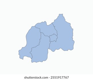 High Detailed Soft Blue Map of Rwanda on White isolated background, Vector Illustration EPS 10