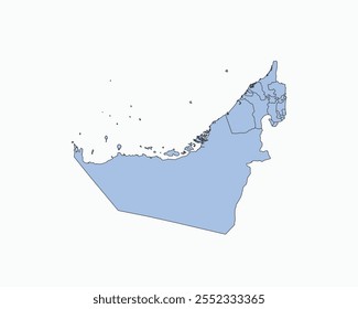 High Detailed Soft Blue Map of United Arab Emirates on White isolated background, Vector Illustration EPS 10