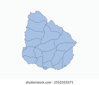 High Detailed Soft Blue Map of Uruguay on White isolated background, Vector Illustration EPS 10