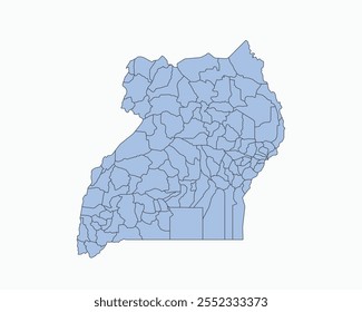 High Detailed Soft Blue Map of Uganda on White isolated background, Vector Illustration EPS 10