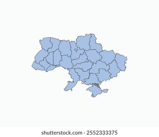 High Detailed Soft Blue Map of Ukraine on White isolated background, Vector Illustration EPS 10