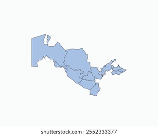 High Detailed Soft Blue Map of Uzbekistan on White isolated background, Vector Illustration EPS 10