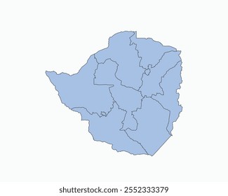 High Detailed Soft Blue Map of Zimbabwe on White isolated background, Vector Illustration EPS 10