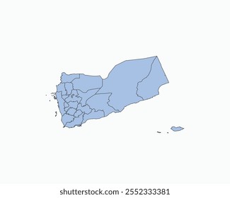 High Detailed Soft Blue Map of Yemen on White isolated background, Vector Illustration EPS 10